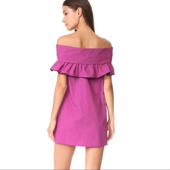 Revolve LINE & DOT FUCHSIA Lorena cotton off the shoulder mini DRESS NUE - L - Picture 3 of 6